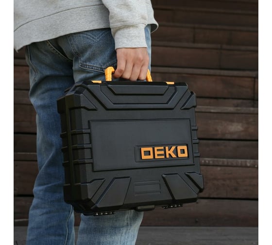 Аккумуляторная дрель-шуруповерт DEKO DKCD20FU-Li в кейсе + 193 аксессуара, 42 Нм, 20 В, 2x2.0 Ач 063-4179