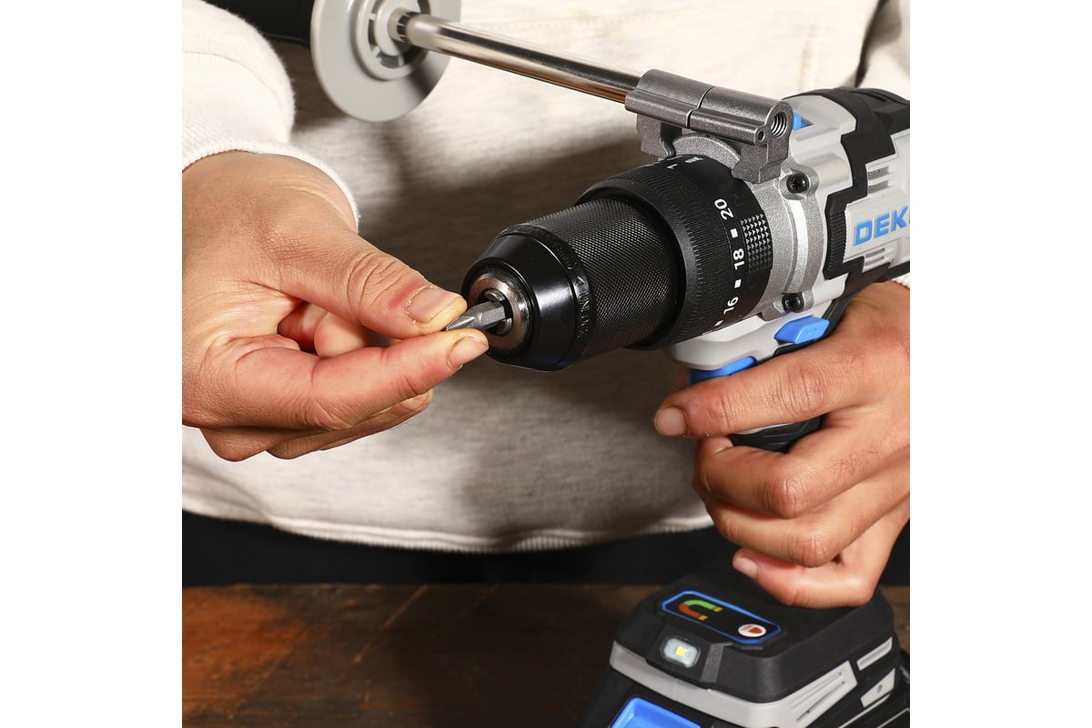 Дрель-шуруповерт аккумуляторная ударная бесщеточная DEKO DKCID20 PRO ...