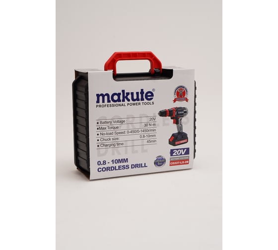 Дрель-шуруповерт аккумуляторная Makute с фиксатором вала (20В, 30Нм) CD227-LX-2B