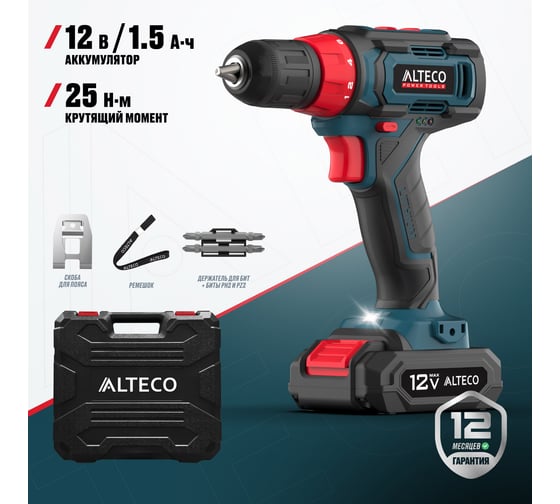 Аккумуляторная дрель шуруповерт ALTECO CD 12-25 71388