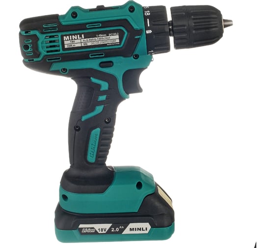 Аккумуляторная дрель-шуруповерт MINLI 10mm 25N.m Li-ion 18Vx2 DC103.2-2.0A