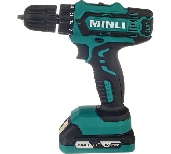 Аккумуляторная ударная дрель-шуруповерт MINLI 10mm 25N.m Li-ion 18Vx2 DC103.3-2.0A 1