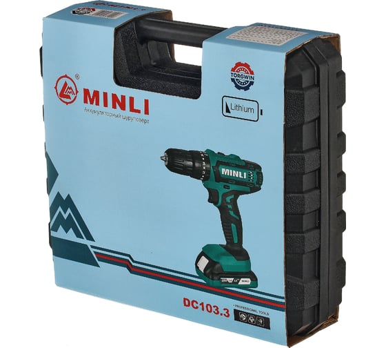 Аккумуляторная ударная дрель-шуруповерт MINLI 10mm 25N.m Li-ion 18Vx2 DC103.3-2.0A