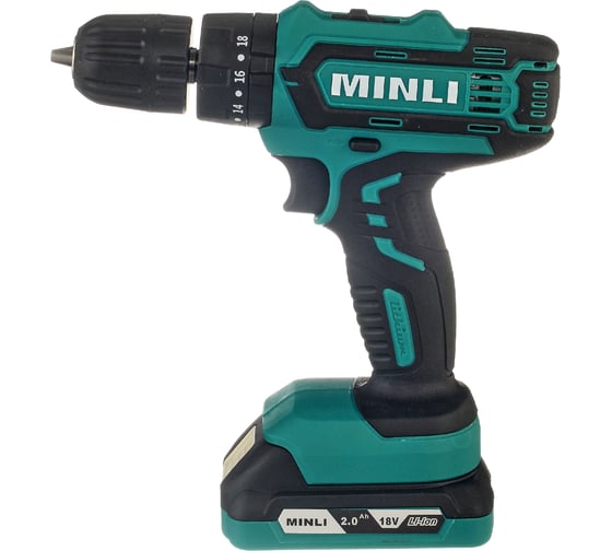 Аккумуляторная ударная дрель-шуруповерт MINLI 10mm 25N.m Li-ion 18Vx2 DC103.3-2.0A