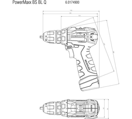 Аккумуляторная дрель Metabo PowerMaxx BS BL Q -шпв, бесщеточный 2x2.0Ач, кейс 601749500