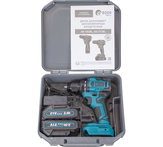 Аккумуляторная дрель EDON AD-21CBL 28013