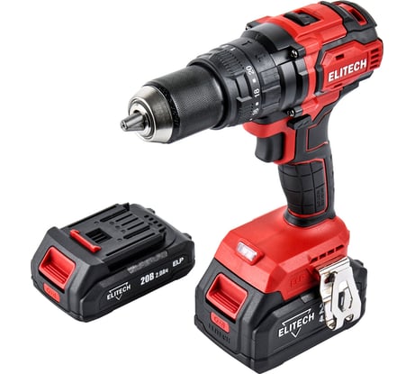 Дрель аккумуляторная Elitech ДА 20УБЛ2 (20В, 2Ач+4Ач, 70Нм) 205680