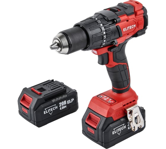 Дрель аккумуляторная ударная Elitech ДА 21УБЛ2 (20В, 2*4Ач, 120Нм) 205683 1