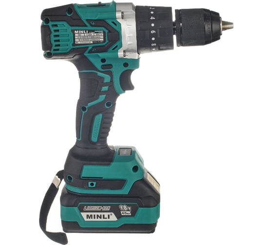 Аккумуляторная бесщеточная ударная дрель-шуруповерт MINLI 13 mm 80N.m Li-ion 18Vx2 DC105-4.0A