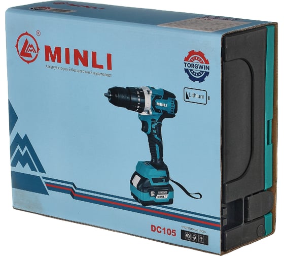 Аккумуляторная бесщеточная ударная дрель-шуруповерт MINLI 13 mm 80N.m Li-ion 18Vx2 DC105-4.0A