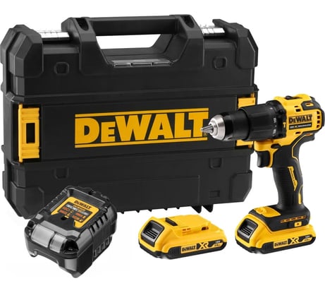 Аккумуляторная ударная дрель-шуруповерт DEWALT DCD709D2T, 18 В, 1650 об/мин, 28050 уд/мин, с 2 АКБ 2 Ач и ЗУ, в кейсе TSTAK DCD709D2T-QW