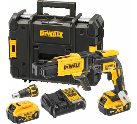 Аккумуляторный ленточный шуруповерт DEWALT DCF620P2K, 18 В, 30 Нм, 4400 об/мин, с 2 АКБ 5 Ач и ЗУ, в кейсе TSTAK DCF620P2K-QW