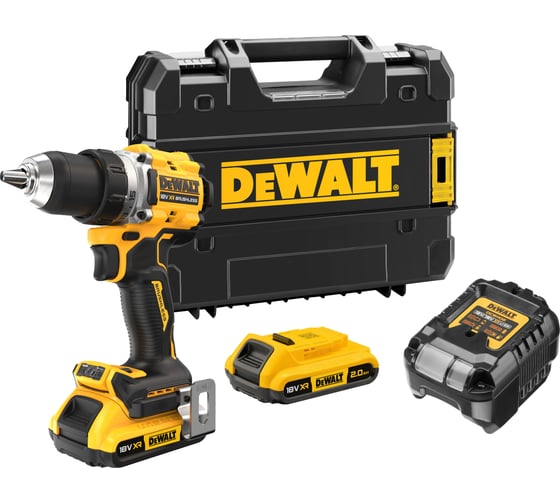 Аккумуляторная дрель-шуруповерт Dewalt DCD800D2T, 18 В, 2000 об/мин, с 2 АКБ 2 Ач и ЗУ, в кейсе TSTAK DCD800D2T-QW