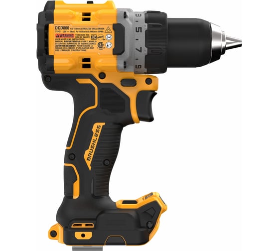 Аккумуляторная дрель-шуруповерт Dewalt DCD800NT, 20 В, 2000 об/мин, без АКБ и ЗУ, в кейсе TSTAK DCD800NT-A9