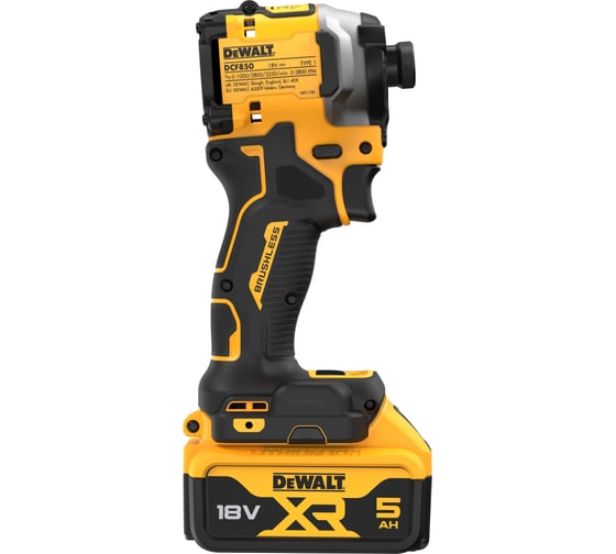 Аккумуляторный шуруповерт DEWALT DCF850P2T, 18 В, 206.2 Нм, 3800 уд/мин, с 2 АКБ 5 Ач и ЗУ, в кейсе TSTAK DCF850P2T-QW
