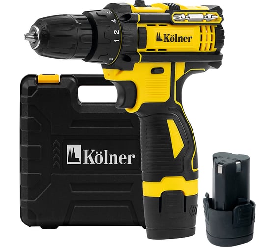 Дрель-шуруповёрт Kolner 12V, 29Нм, 10мм KСD 12/2С (2х1.5Ач, ЗУ, биты, кейс), 8020100573