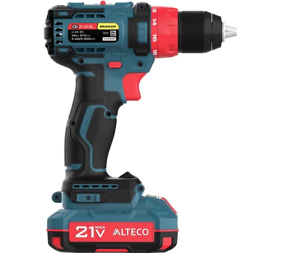 Бесщеточная аккумуляторная дрель-шуруповёрт ALTECO CD 21-45 BL X2 73510