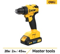 Дрель-шуруповерт аккумуляторная DELI DC120 (2 акб, 20В х 2Ач, ЗУ, 45Нм, сумка) 162757