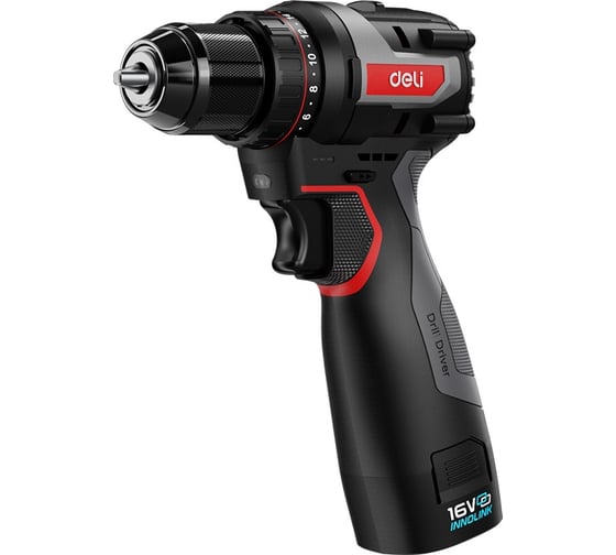 Дрель-шуруповерт аккумуляторная DELI DE-DZ16-1D2 (2 акб, 16В х 2Ач, ЗУ, 45Нм, сумка) 163688 1