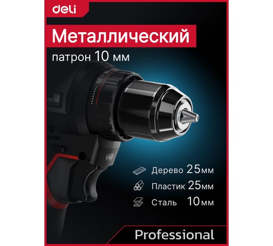 Дрель-шуруповерт аккумуляторная DELI DE-DZ16-1D2 (2 акб, 16В х 2Ач, ЗУ, 45Нм, сумка) 163688