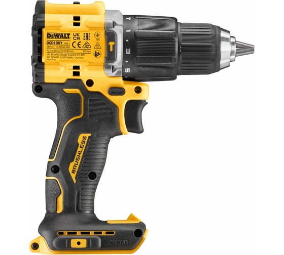 Аккумуляторная ударная дрель-шуруповерт Dewalt DCD100YNT, 18 В, 1650 об/мин, 28050 уд/мин, без АКБ и ЗУ, в кейсе TSTAK DCD100YNT-XJ
