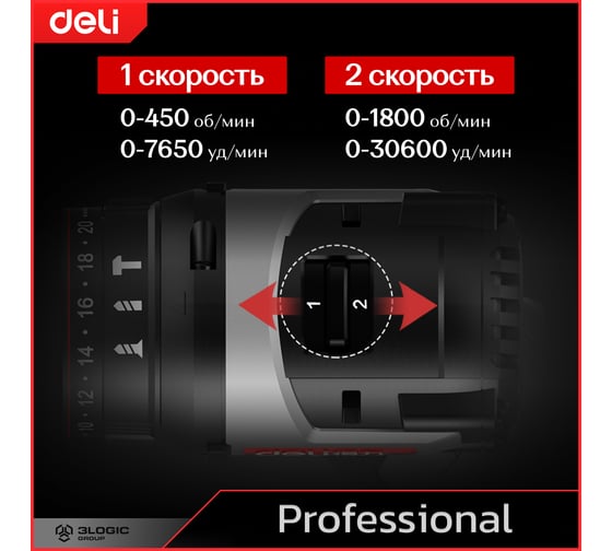 Дрель-шуруповерт аккумуляторная ударная DELI DE-CZ20-2D2 2 акб, 20В х 2Ач, ЗУ, 10мм, 50Нм, сумка 164330