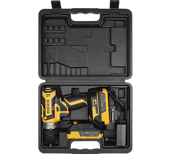 Дрель-шуруповерт аккумуляторная DEKO DKCD20-Li в кейсе, 20В, 2x2.5Ач 085-1123