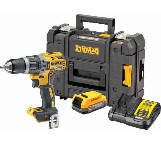 Аккумуляторная ударная дрель-шуруповерт Dewalt DCD796E1T, 18 В, 2000 об/мин, 34000 уд/мин, с АКБ 1.7 Ач и ЗУ, в кейсе TSTAK DCD796E1T-XJ DCD796E1T-QW 1