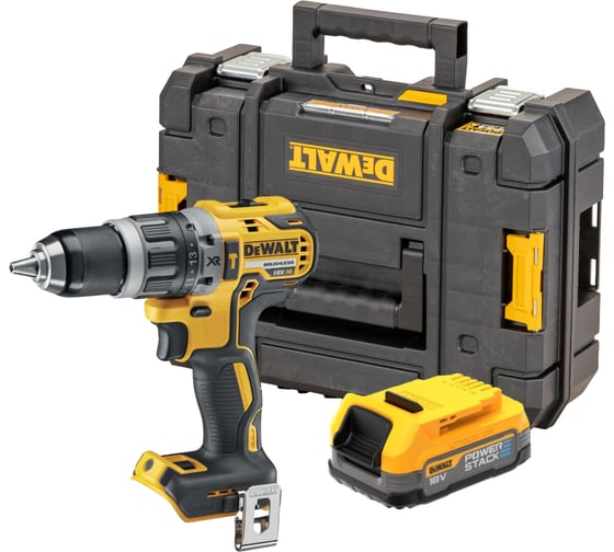 Аккумуляторная ударная дрель-шуруповерт Dewalt DCD796E1T, 18 В, 2000 об/мин, 34000 уд/мин, с АКБ 1.7 Ач в кейсе TSTAK () DCD796E1T-XJ DCD796E1T-QW