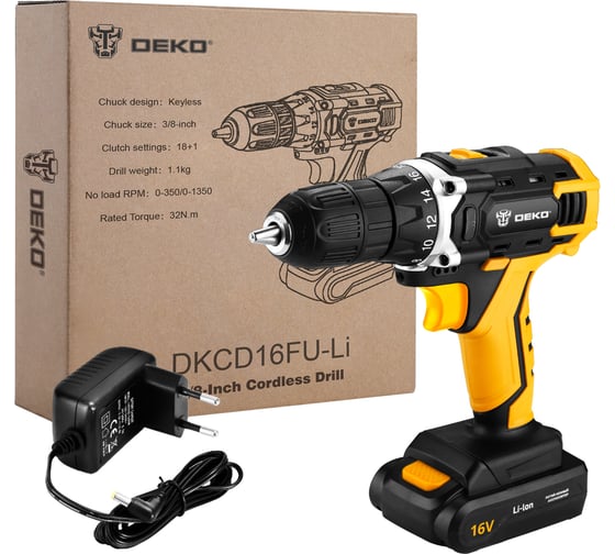 Аккумуляторная дрель-шуруповерт DEKO DKCD16FU-Li 063-4098