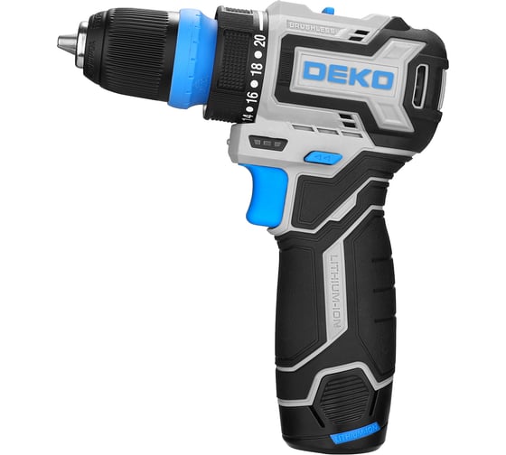 Дрель-шуруповерт аккумуляторная бесщеточная компактная DEKO Loner 12V PRO со съёмным патроном, 12В, 1x3.0Ач 085-1121