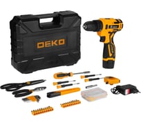 Аккумуляторная дрель-шуруповерт DEKO Banger 12v Li-Ion + набор инструмента 93 предмета, 1x1.8 Ач 063-4167