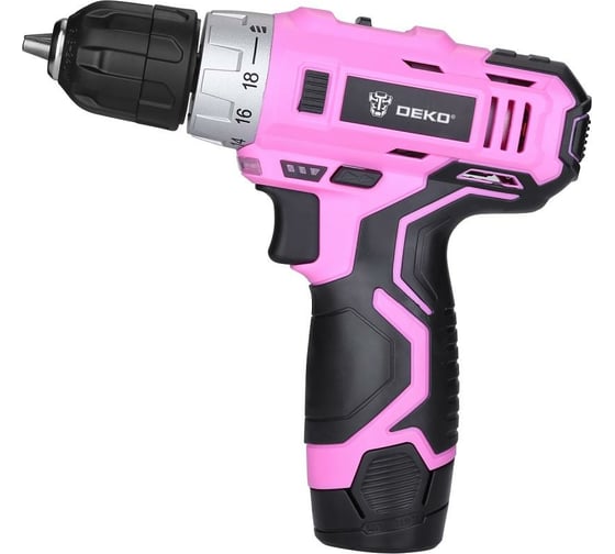 Аккумуляторная дрель-шуруповёрт DEKO GCD12DU3 PINK SET2 + оснастка 13 шт, 12В, 1х1.5Ач, з/у063-4171 063-4171