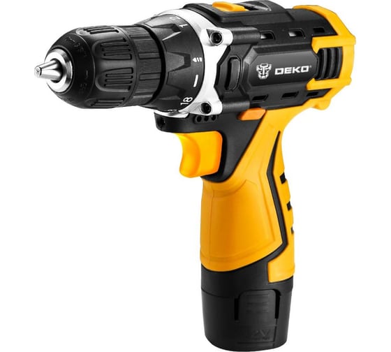 Аккумуляторная дрель DEKO DKCD12FU-Li 063 tools + набор 63 инструментов в кейсе
