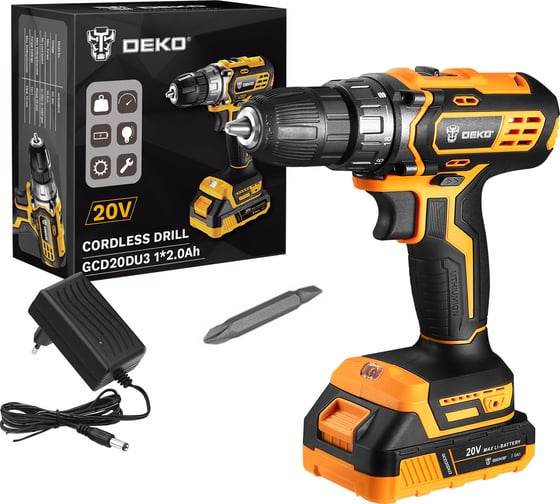 Аккумуляторная дрель-шуруповерт DEKO GCD20DU3, 20 В, 1х2.0Ач 063-4144 1