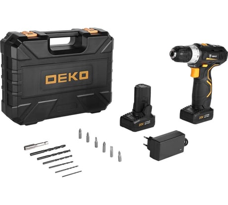 Аккумуляторная дрель-шуруповерт DEKO GCD20DU3 SET 3 в кейсе + оснастка 13 шт, 21.5 Ач 063-4142