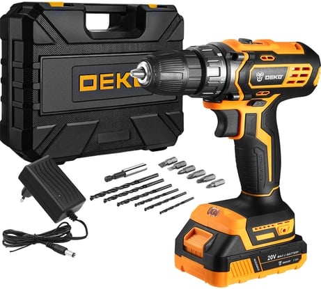 Аккумуляторная дрель-шуруповерт DEKO GCD20DU3 в кейсе, 20В, 22.0Ач 063-4145
