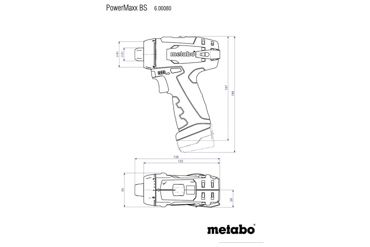  дрель-шуруповерт Metabo PowerMaxx BS 12 В, 2х2.0, LC12 .