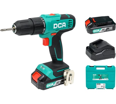 Аккумуляторная дрель-шуруповерт DCA 2 АКБ 2,0 А*ч, в кейсе ADJZ2035i13 (TYPE AM)