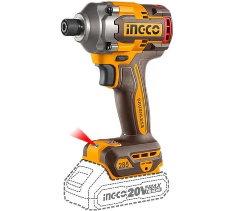 Аккумуляторный импульсный винтоверт INGCO 20В BL 285Hm 2хАКБ и ЗУ кейс INDUSTRIAL CIRLI2028
