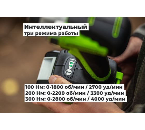Винтоверт ударный GreenWorks GD24ID3, 24V, б/щет, 0-2800об/мин, 4000уд/мин, HEX 1/4", 300Нм, 3 режима, 1x2Ач, ЗУ, коробка 3802807VUA