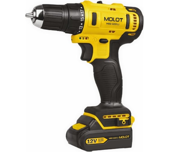 Аккумуляторная дрель-шуруповерт MOLOT MBD 1215 Li в чемодане 1335568