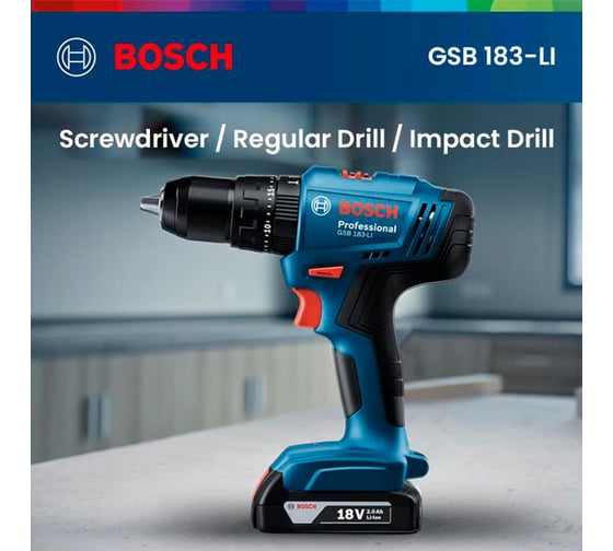 Аккумуляторный ударный шуруповерт Bosch GSB 183-LI 06019K9180