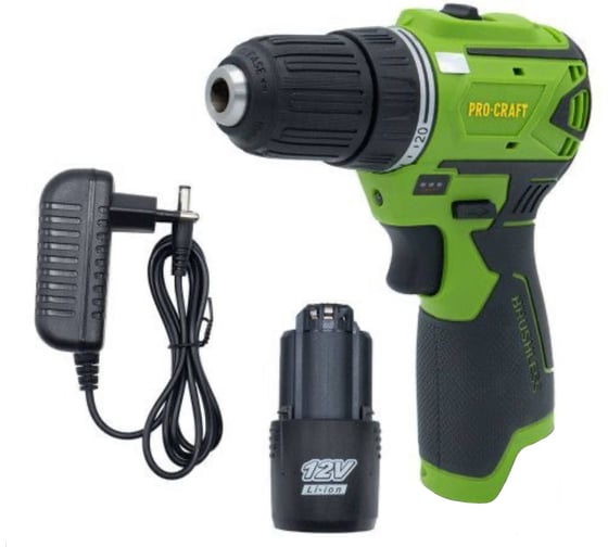 Шуруповерт аккумуляторный PROCRAFT 12В, 30Нм, АКБ 2Ач+ЗУ PA12BL