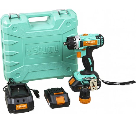 Аккумуляторная дрель Sturm 18 В, 1BatterySystem, 2 акк. 2,0Ач,съемный патрон, кейс CD3618T