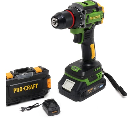 Дрель-шуруповерт аккумуляторная PROCRAFT 20В 45Нм (АКБ 1.5Ач+ЗУ+Кейс) PA18LiPro