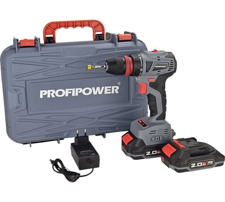 Аккумуляторный бесщеточный шуруповерт Profipower MKBL-18BM Li-ion-2шт, 18В, 2.0Ач, съемный патрон, З/У, 0.8-10 мм, кейс T0057