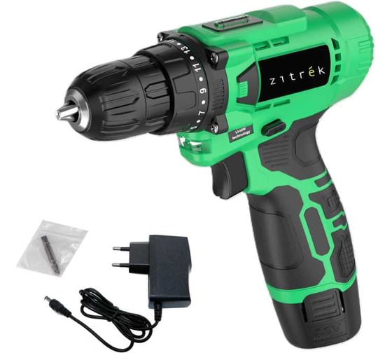 Дрель-шуруповерт аккумуляторная Zitrek Green Li Plus, 12В, 1x1.5Ач 083-1021 1
