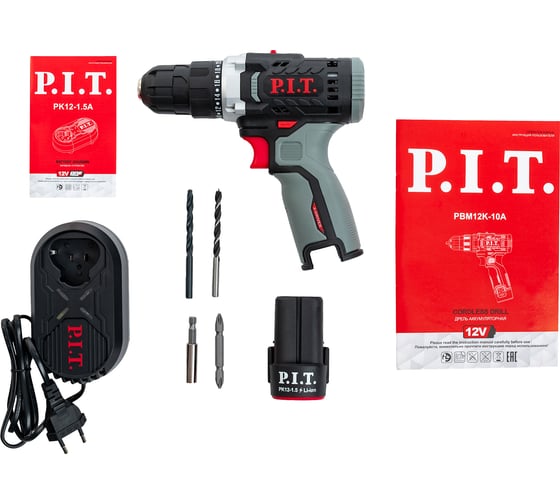 Дрель аккумуляторная P.I.T. X-DRIVER 12В, 22Нм, 10 мм, 2ск, 0-350/1350, 1x2,0Ач, ЗУ, коробка PBM12K-10A/1