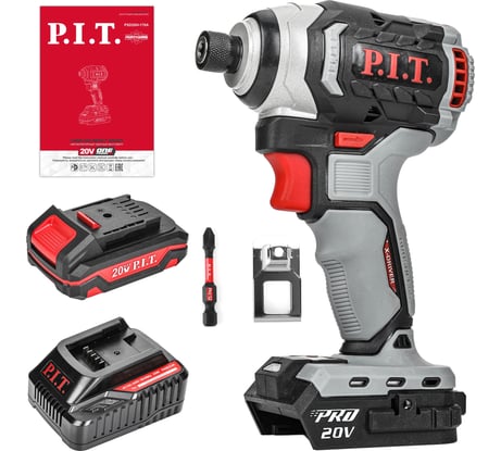 Винтоверт аккумуляторный бесщёточный P.I.T. IMPACT 20В, 170Нм, 3ск, HEX 1/4", 1x2Ач, ЗУ,кейс PSD20H-170A/1